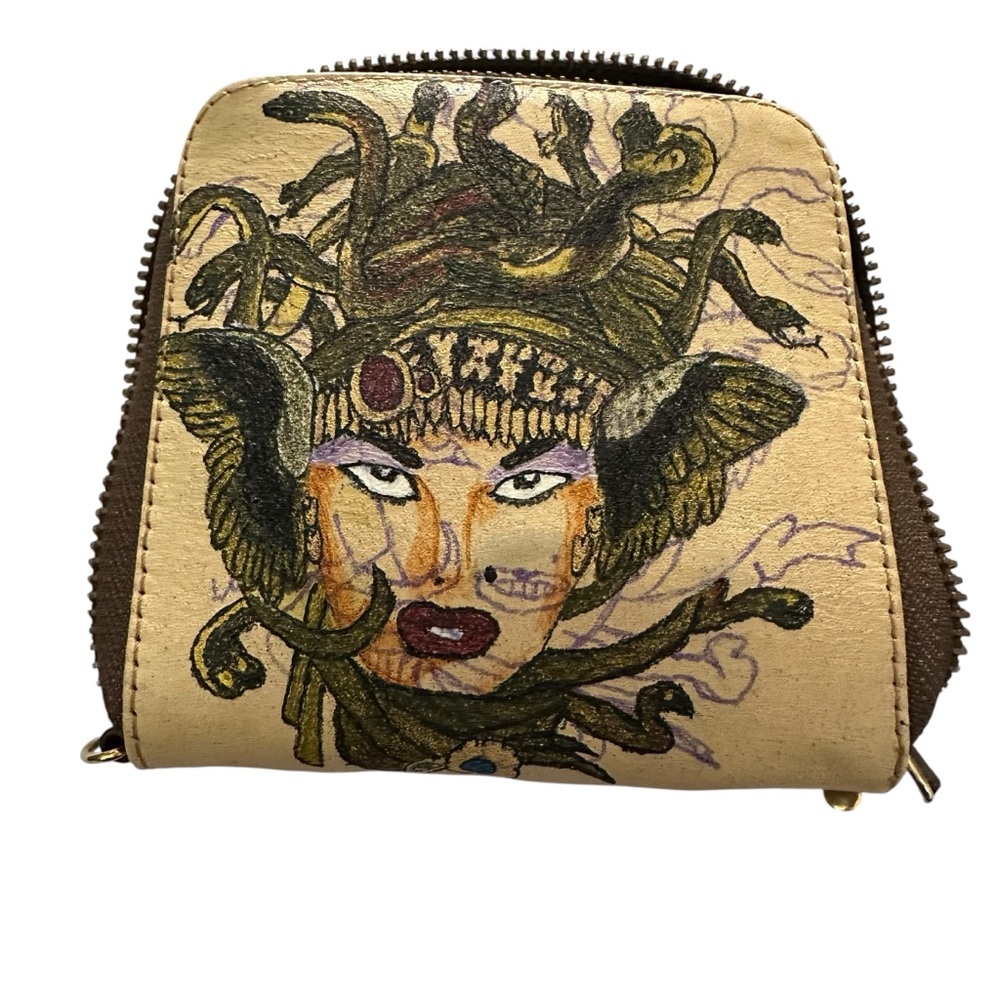Prison Art Leather Wallet Medusa Bi-Fold Zippered Wallet - Flaw - Picture 4 of 12